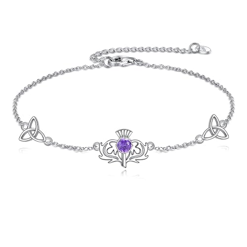 Scottish Thistle Bracelet 925 Sterling Silver Scottish Bracelet Celtic Knot Scottish Thistle Jewelry Gift For Women