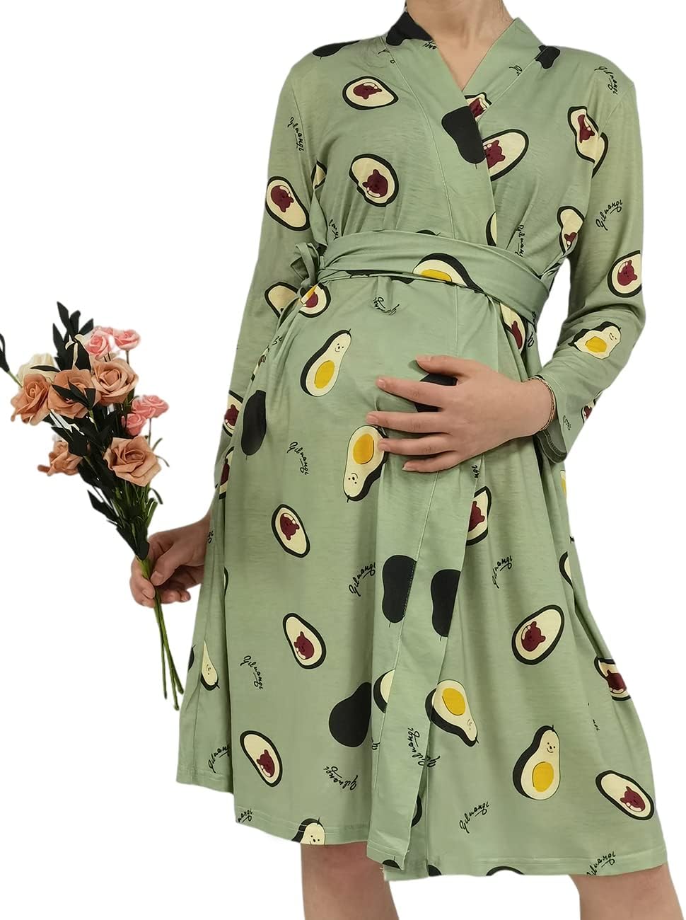 SUFEINI Swaddle Set with Matching Mommy Robe, Maternity Robe Nursing Hospital Delivery Labor Robes Pregnancy Women Loungewear - Image 3