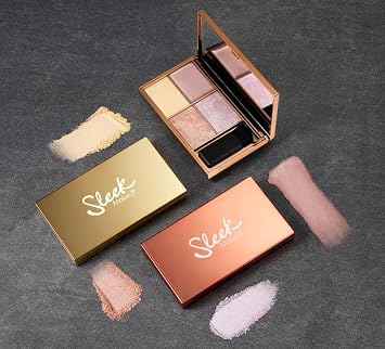 Sleek MakeUP Highlighting Palette, Four Dazzling Shades for a Supercharged Glow, Long Lasting and Lightweight, Intense Colour, Solstice