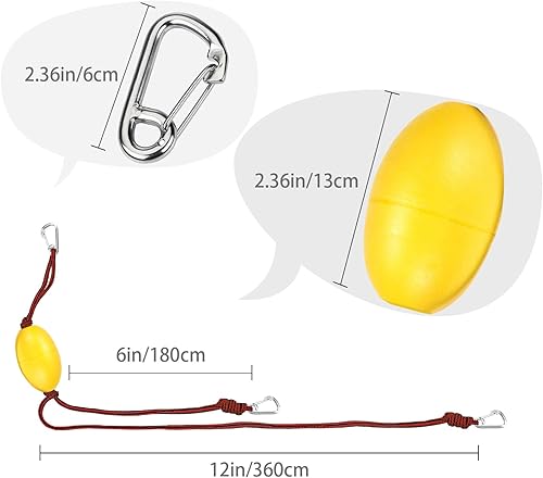 Miniatura 8 de MOOCY Cuerda de flotador doble resistente (6 pies y 12 pies) para arnés de calcetín de deriva, línea de remolque de kayak, cuerda de remolque de