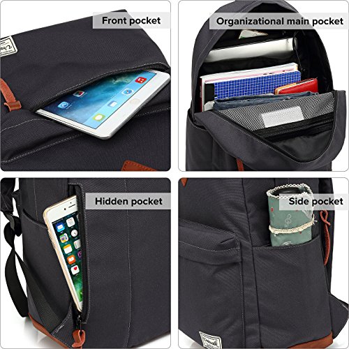 College Backpack, Water-Resistent Laptop Backpack With Usb Charging Port & Headphone Adapter For Men & Women Slim Anti-Theft Travel Bookbags Fits Up To 14'' Computer 15'' Macbook - Gray #TOP2