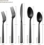 Ensemble de couverts Alata Cube Black de 20 pièces en acier inoxydable, service pour 4, ensemble de couverts poli satiné mat, ustensiles pour maison, restaurant, hôtel, mariage, compatible lave-vaisselle