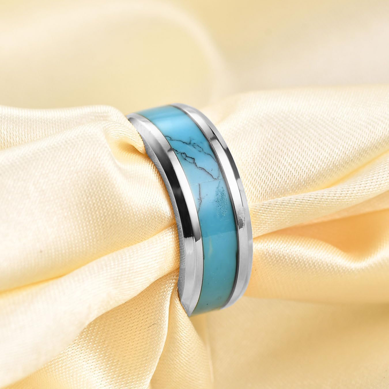 8mm Vintage Tungsten Carbide Ring Gold/Silver/Black with Wood Inlay Wedding Band Ring for Men Nature Collection