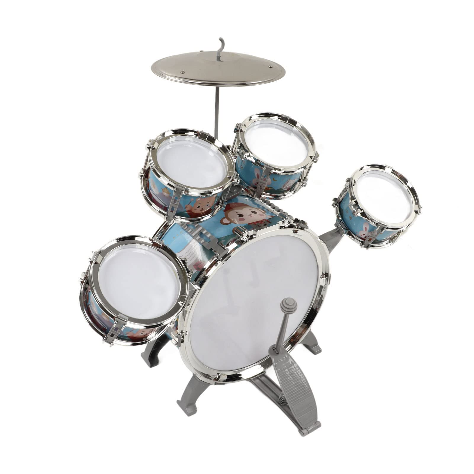 Set di Batteria Jazz per Bambini Kit Compatto per Principianti con Suono Forte per Bambini Dai 3 Anni in su con Sgabello