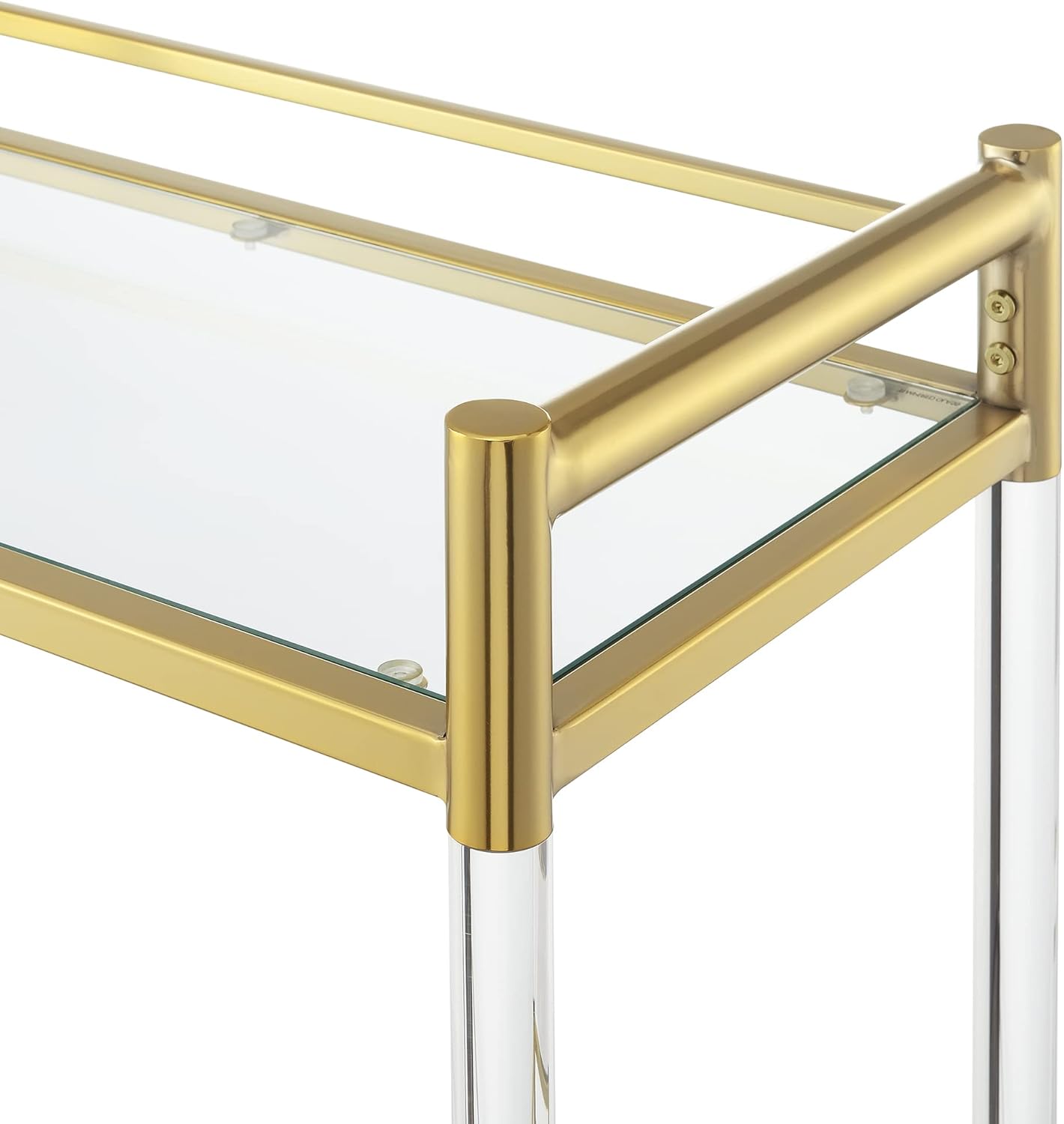 Convenience Concepts Royal Crest 2 Tier Acrylic Glass Bar Cart, Gold/Glass