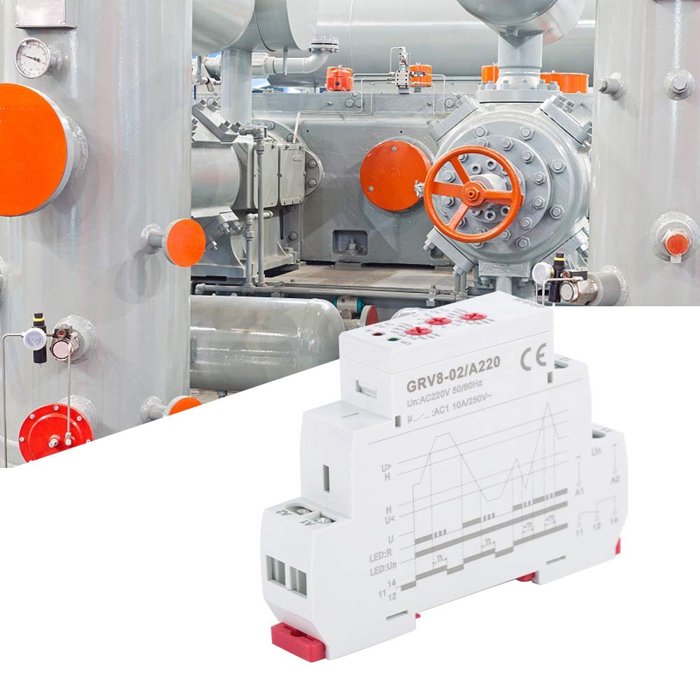 Relais de Surveillance de Tension, GRV8-02 Relais de Contrôle de Tension Monophasés pour Equipement Electrique ou Compresseurs, Contrôle(GRV8-02/A220)