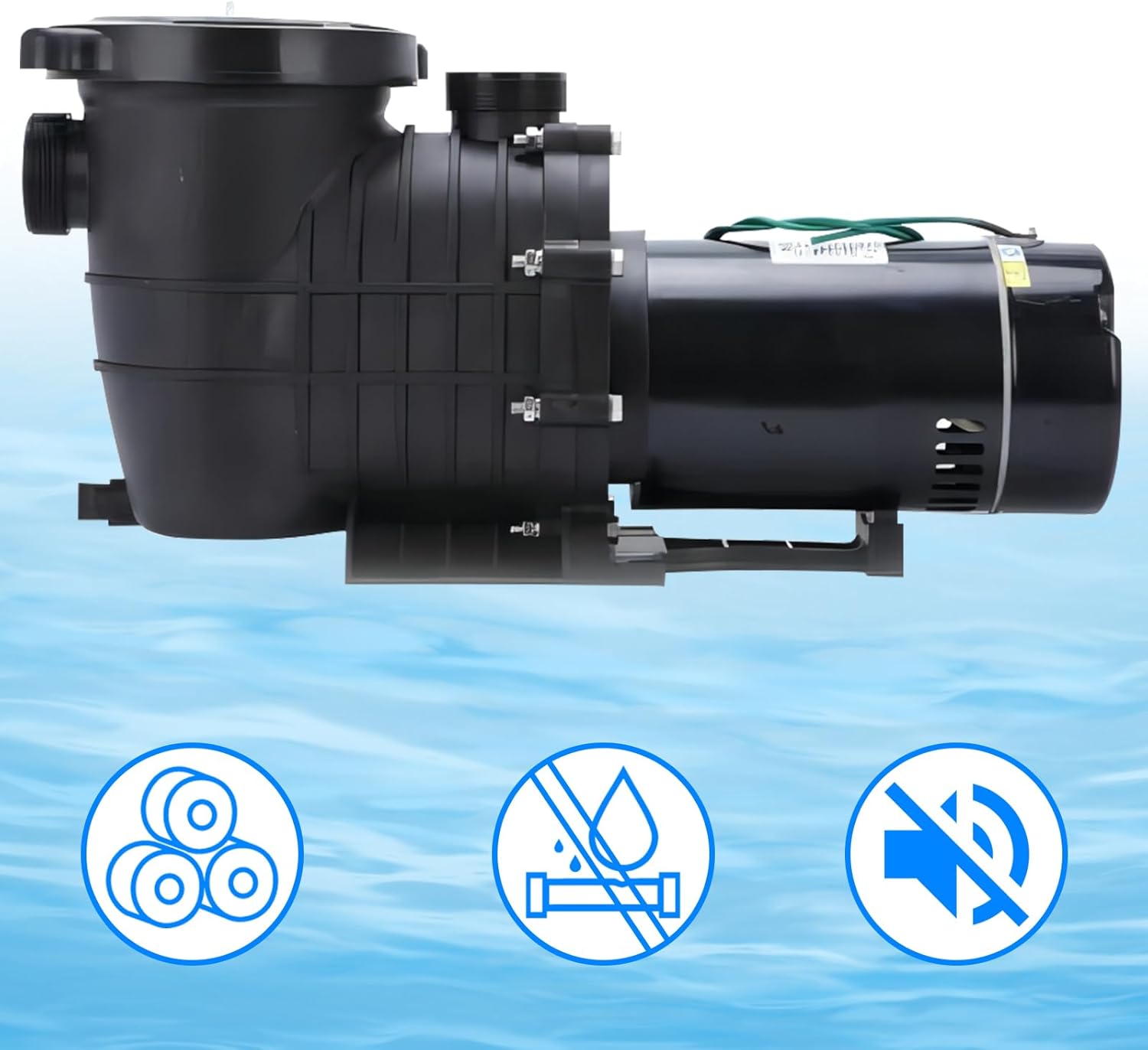 1.5HP /2.0HP In/Above Ground Swimming Pool Pump Self Priming Pool Pump with Strainer Filter Basket & Drain Plug Silent Operation 1.5" & 2.0'' Intlet Energy Saving (2.0HP)