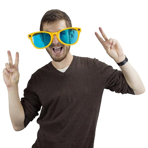 Pudgy Pedro's Jumbo Party Sunglasses | Novelty Shades Perfect For Birthdays, Theme Parties, Charity Events, Weddings, and More | Giant Party Glasses, Fits Adults and Children​​ (Yellow)