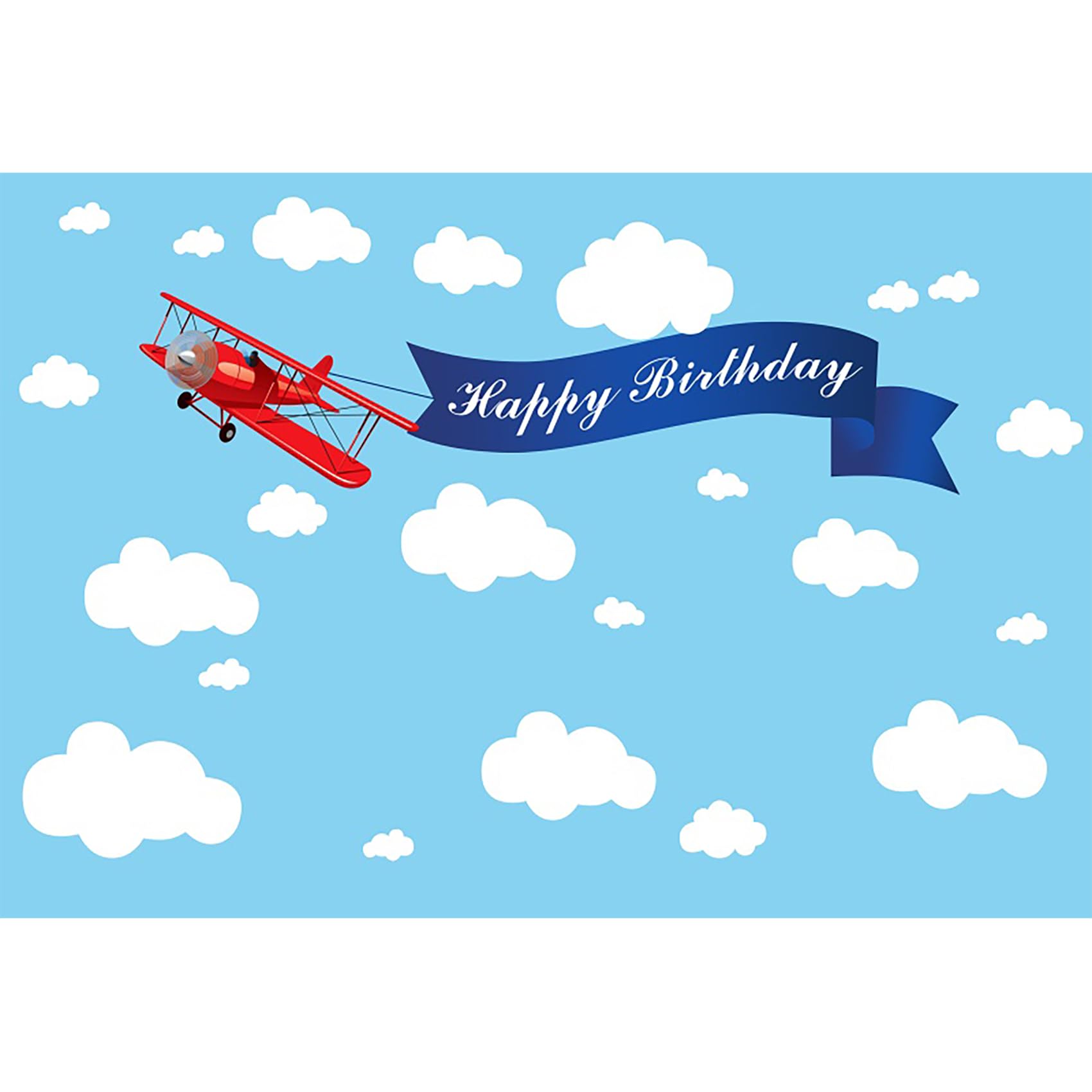 Baocicco 9x6ft Happy Birthday Red Plane Backdrop Cartoon Plan Blue Sky White Cloud Happy Birthday Photography Background Birthday Party Backdrop Boy
