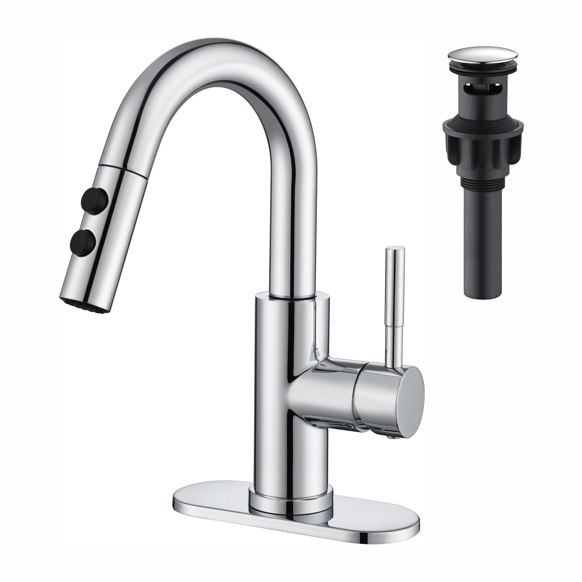Matte Black Bathroom Faucet with Sprayer -10