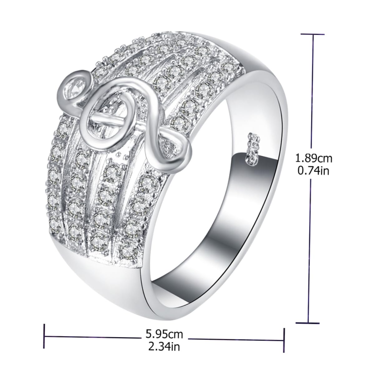 1 Anello da Dito per Donna alla, Creativo, in Argento, Misura 9, Accessorio Unico per Gioielli per Amanti della Musica