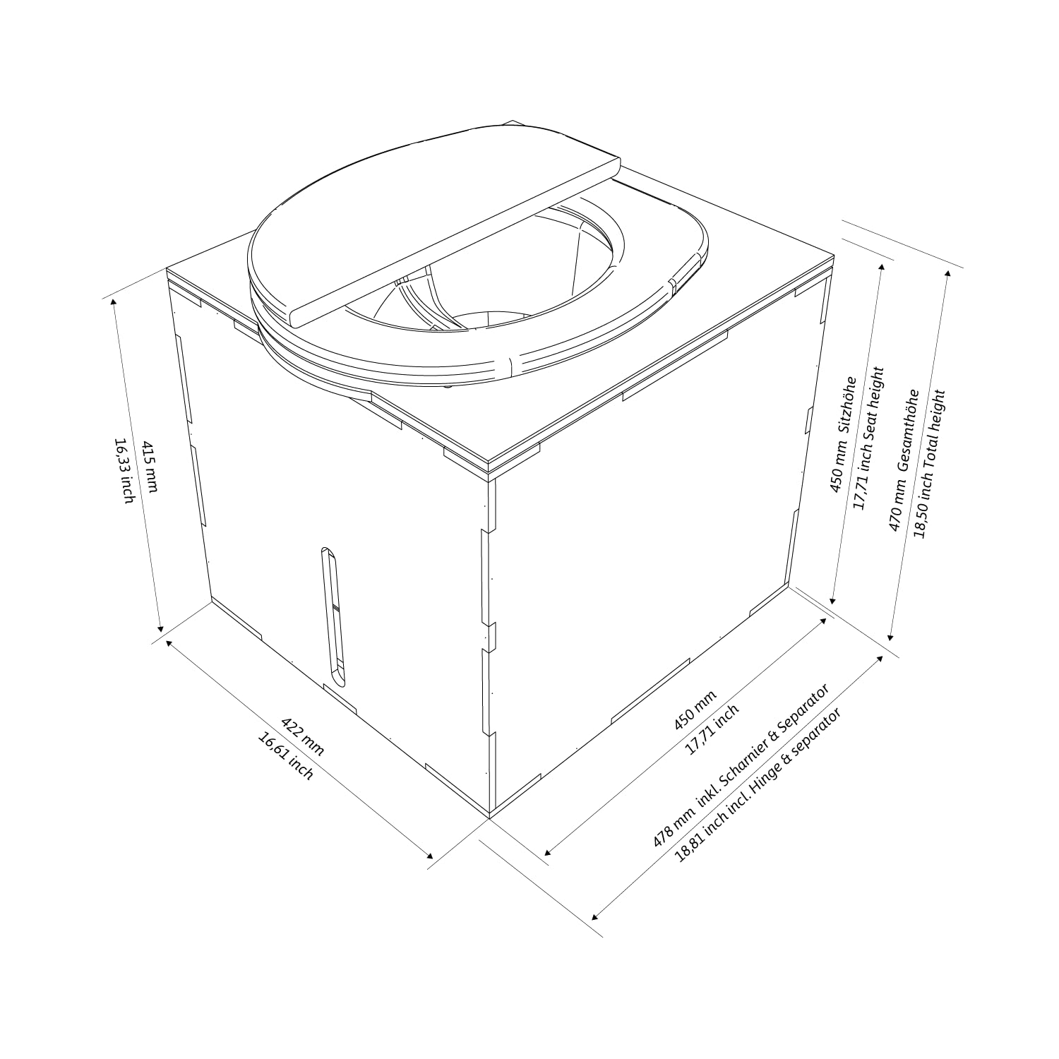 Kildwick EasyLoo Bausatz Trockentrenntoilette - Campingtoilette, Gartentoilette, robust