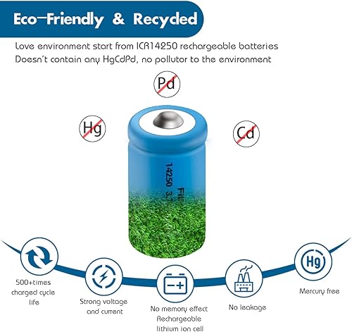 Miniatura 4 de TOPUSSE Batería recargable de 3.7 V 14250 paquete de 6 baterías de iones de litio 12 AA tamaño puede reemplazar la batería LS 14250, ER14250, 3 V