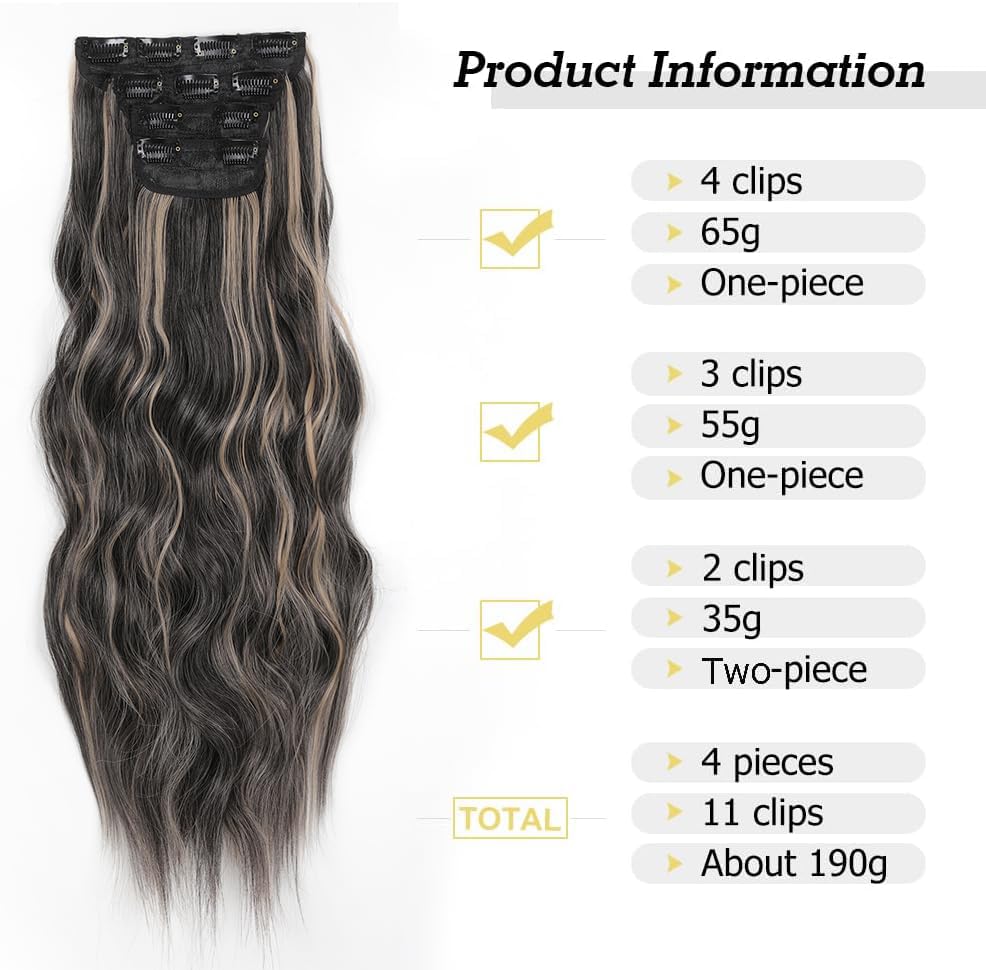 Extension cheveux naturel clip invisible bouclé long volume