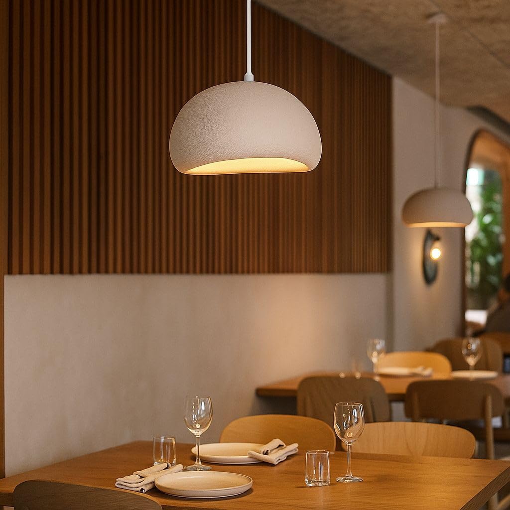 Lámpara Colgante Wabi Sabi 08 Blanca. Diseño con acabado Texturizado, Casquillo E27 Ø30 cm. Estilo Japandi, Minimalismo Japonés Natural - Iluminación Wabi Sabi para Techo de Salón, Dormitorio o Comed