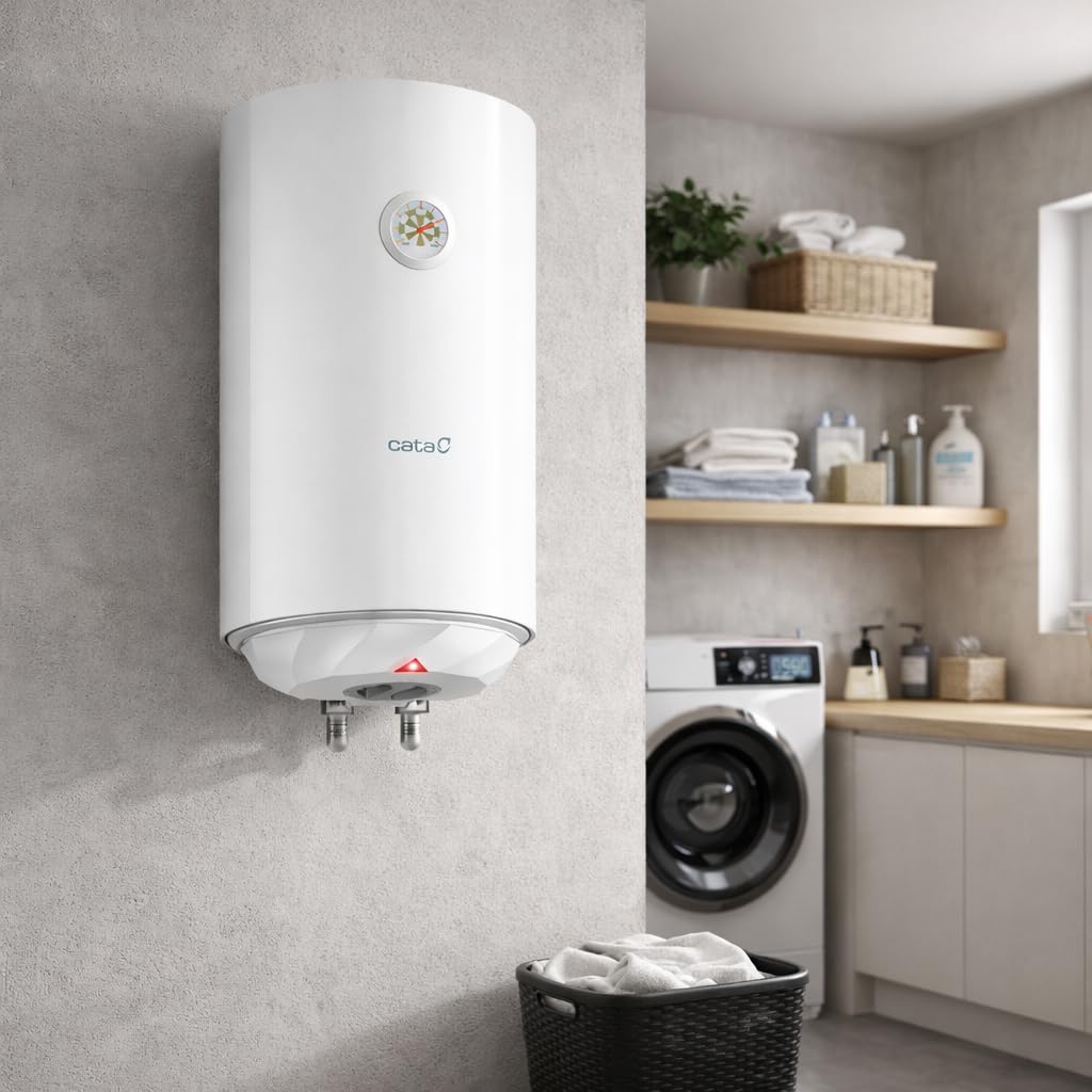 Cata Termo Eléctrico CTR-30-M Forma Redonda 30L Instalación Vertical Display Mecánico Modo ECO Superaislamiento Potencia 1500W Color Blanco