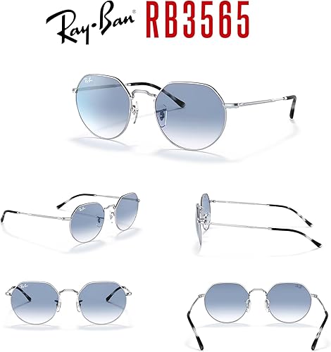 Miniatura 7 de Ray-Ban Jack RB3565 - Lentes de sol hexagonales redondeados para hombre y mujer + paquete con kit de gafas de diseñador iWear