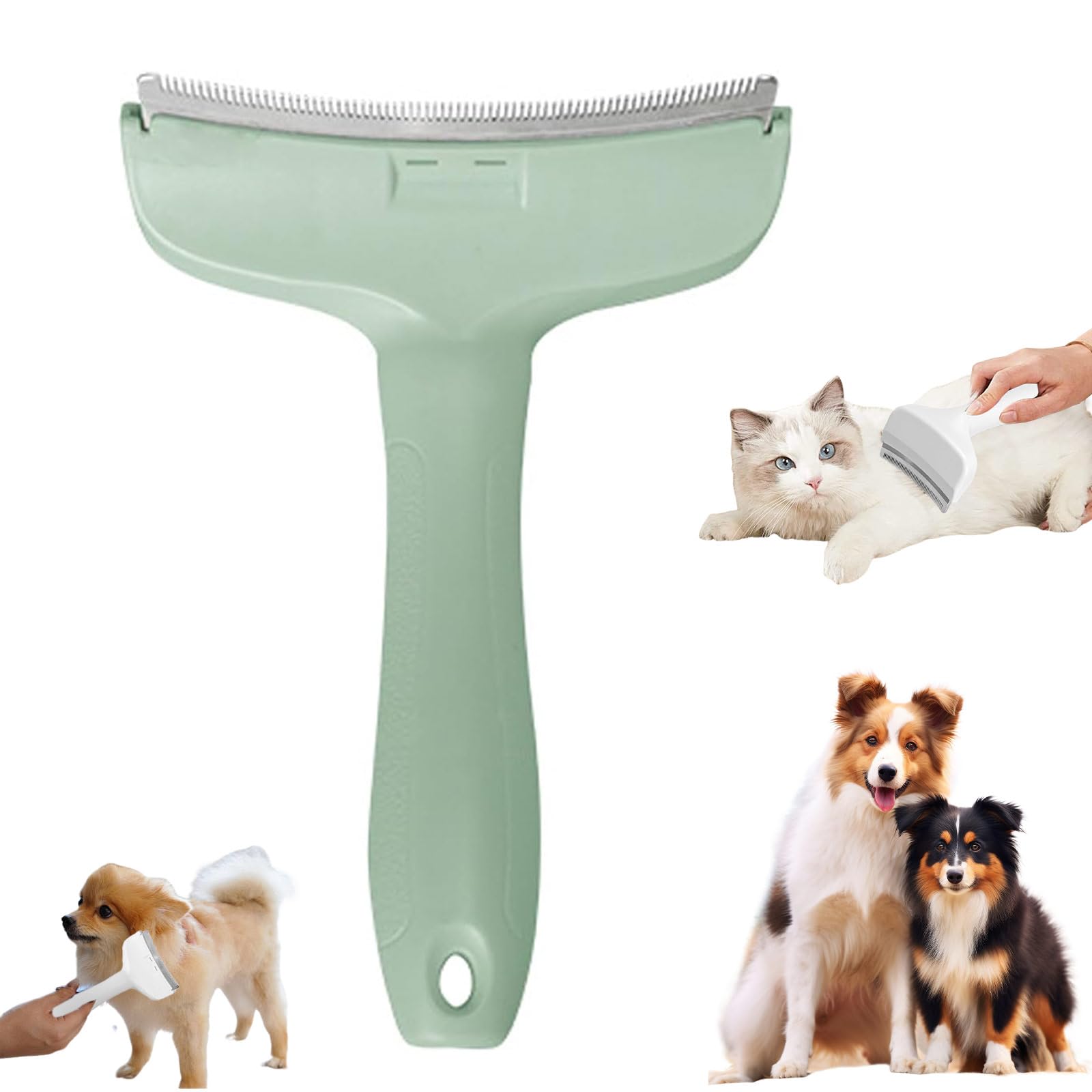 V-Tooth Deshedding Comb, Dog & Cat Grooming Brush for Shedding, Creative Curved - Head Hair Cutter For Pet,Tight V-shaped Teeth Shedding Comb for Pet (green, L)