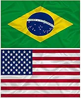 Bandeira dos Estados Unidos + do Brasil 145cm x 90cm da Marca Minha Bandeira - Dupla Face