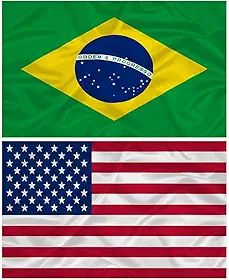Bandeira dos Estados Unidos + do Brasil 145cm x 90cm da Marca Minha Bandeira - Dupla Face