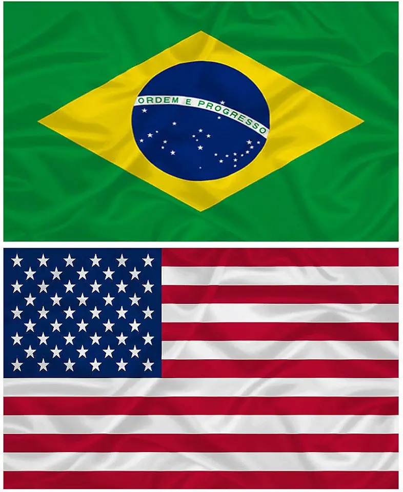 Bandeira dos Estados Unidos + do Brasil 145cm x 90cm da Marca Minha Bandeira - Dupla Face