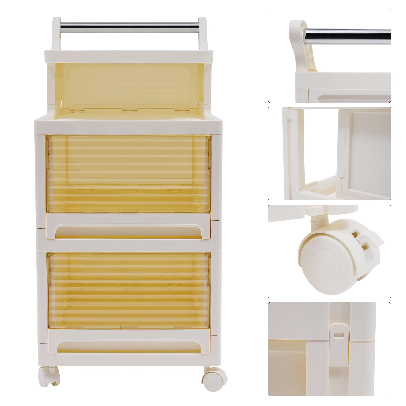 Carrello portaoggetti multifunzione con cassetti semitrasparenti, carrello da ufficio, per camera da letto, cucina, sala da pranzo, bagno, soggiorno, lavanderia, ufficio (36 x 49 x 75 cm)