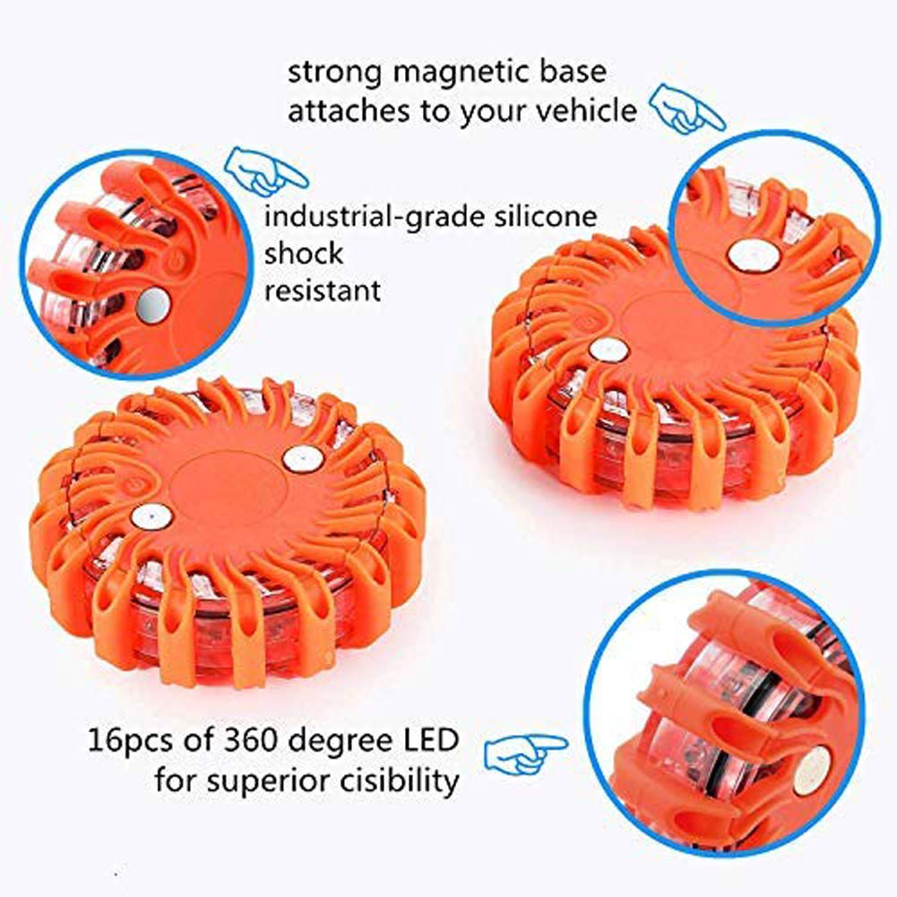 Gyrophare Balise de signalisation Lumineuse LED 3 Pack Témoin Lumineux Powerflare Kit Urgence Voiture Kit Securite Voiture Kit De Secour Auto vec Base Magnétique Lot (3 PCS)