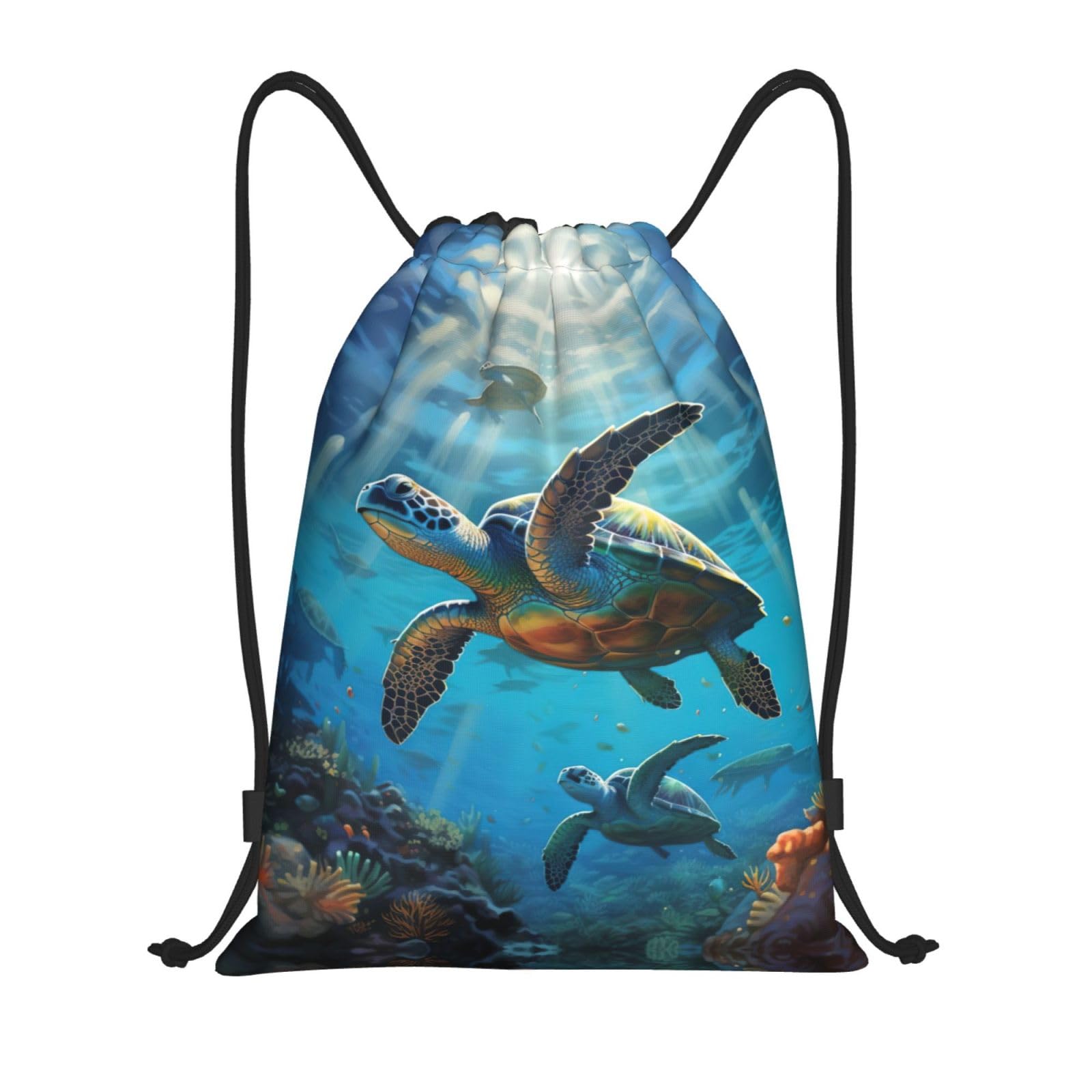 Asbwuo Unisex As Pic Sea Turtles Practical Drawstring Backpacks Cinch Bags, For Trip Gym