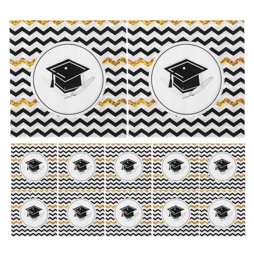 Servilletas de graduación con diseño de gorro universitarias para decoración de mesa de 100 piezas