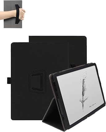 Case for BOOX Note Max 13.3 Inch Tablet Black | PU Leather Folding Cover with Pen Holder and Wrist Strap, Business Travel Portable
