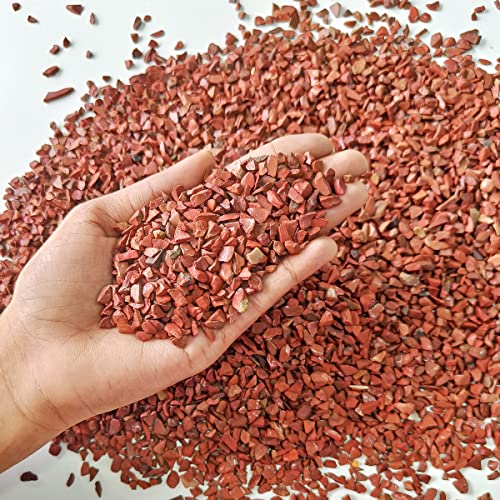 Image of Healing Crystal Chips for Vastu Natural Red Jasper Chips Stone 50 Gm Red Jasper Crystal Stone Chips Dust Raw Rough Stone for Reiki Healing Meditation