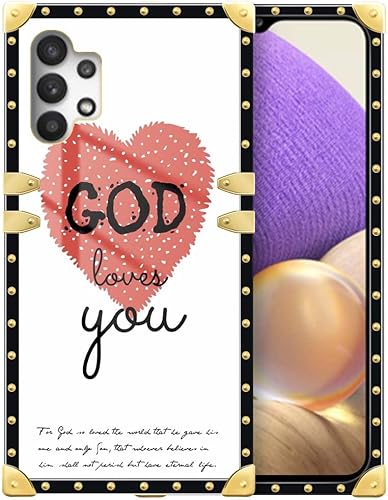 DAIZAG Funda compatible con Samsung Galaxy A32 5G, God Loves You Bible Christ Jesus Quote Saying Verse Full Body Soft TPU Metal Plating Corner a