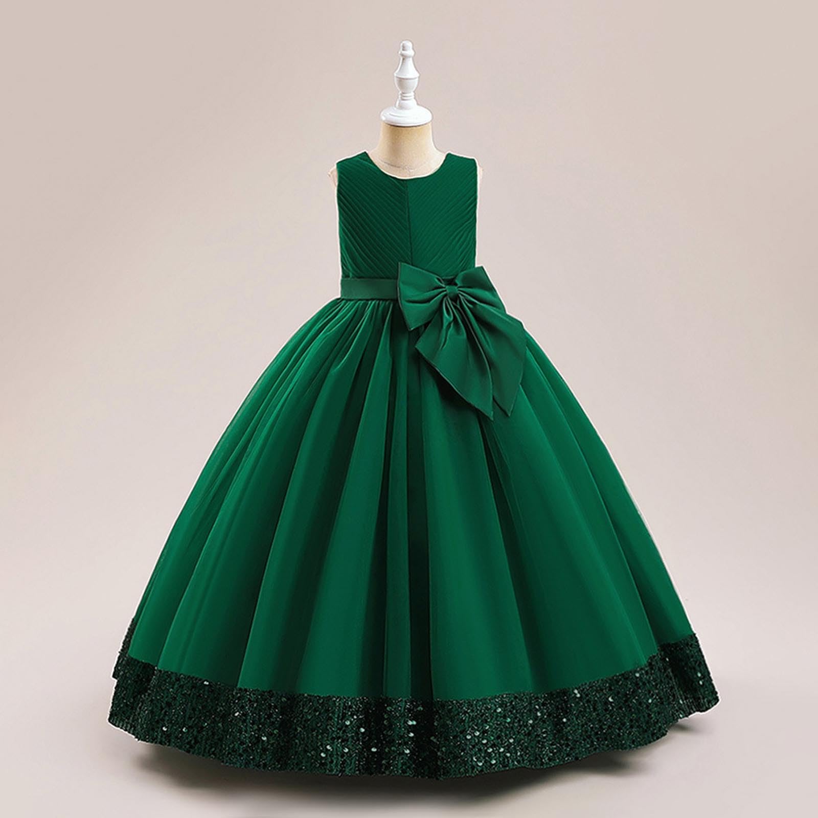 Genérico 2027-Vestido Infantil Lentejuelas Flores Tul Gasa Encaje Princesa Elegante Cómodo Niña Ocasión Especial Cumpleaños Bodas