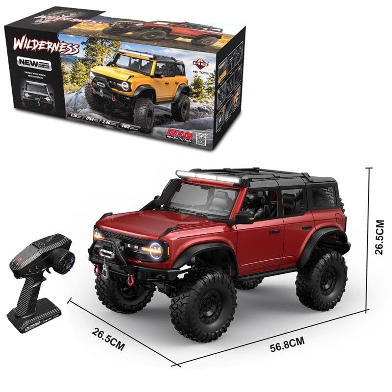 Image of RC Off-Road Truck, RC Car, Remote Control Car, Full Proportional RC Rock Crawler Car 4x4 1 /16 2.4GHz 4WD RC Truck, 15km /h Light Hobby Grade for Kids, Multicolor...