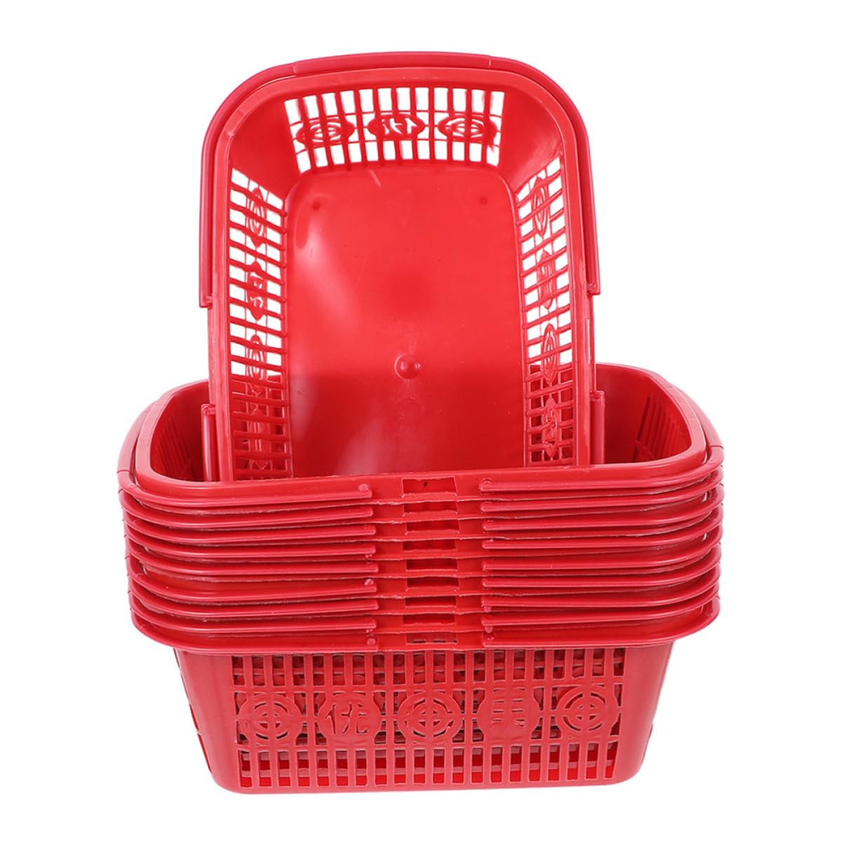 10 cestas de malla para frutas de plástico rojo con asa para cosechar uvas y fresas con comodidad