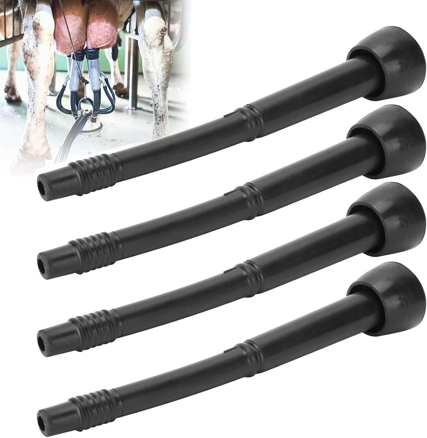 4 forros para máquina de ordeño, forro de leche negro, forros de goma suave de alta calidad para la industria de la cría de ganado, accesorios para máquinas de ordeño de vacas