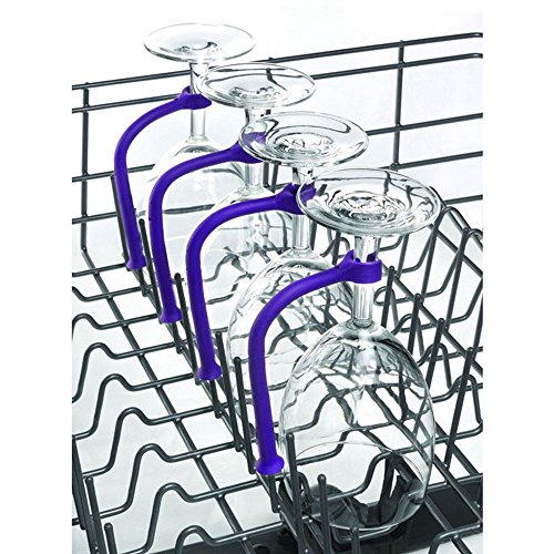 Preisvergleich Produktbild Weinglashalter, TPulling 4 Stück Einstellen Silikon Weinglas Geschirrspüler Becherhalter Weingläser Halter Wein Champagner Cup Hangers Rack Halter mit Schrauben Safer Stemware Saver (Lila)