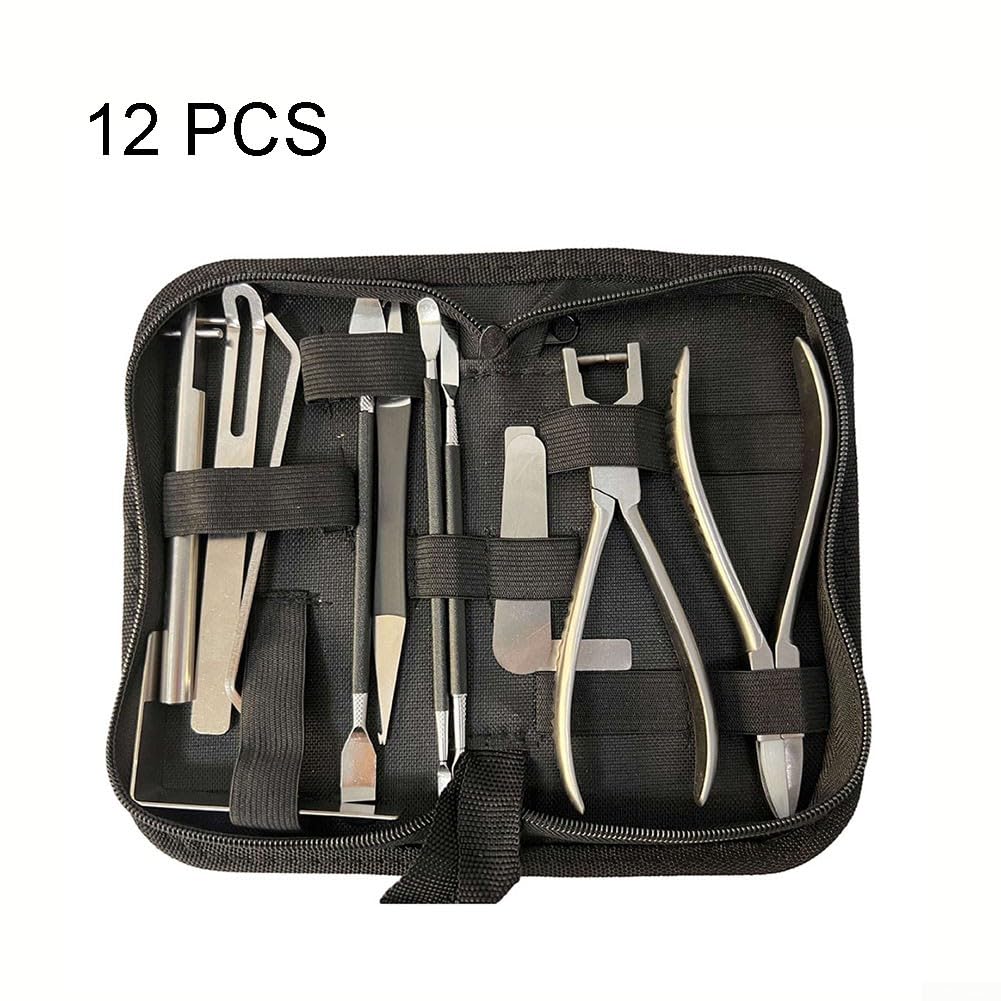 Kit completo de reparación de viento de madera para clarinete de flauta de saxofón, incluye 12 herramientas de acero inoxidable y bolsa de almacenamiento para trabajos de mantenimiento Luthier