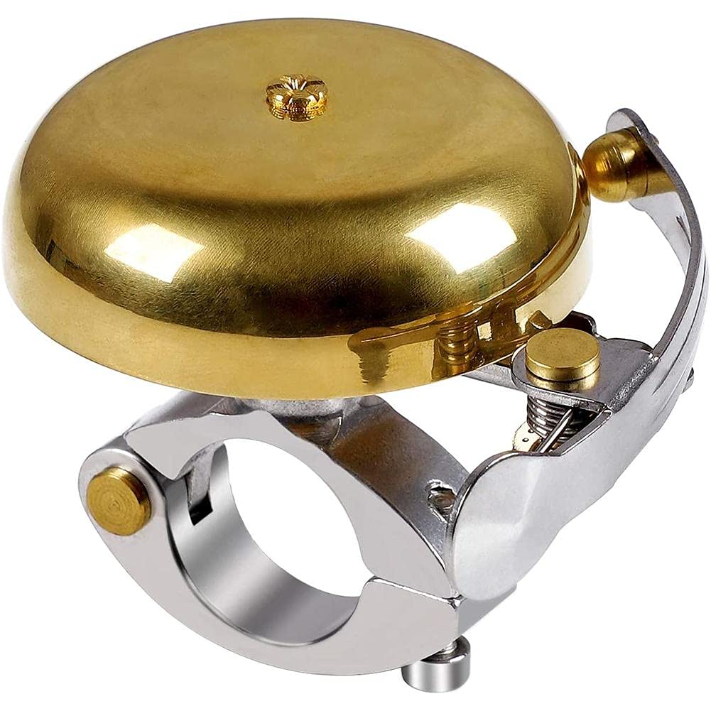 Screst Golden Bike Bell, Vintage Brass Bicycle Bell With Nice Loud Tone Road Bike Mountain Bike Horn Cycling Accessories