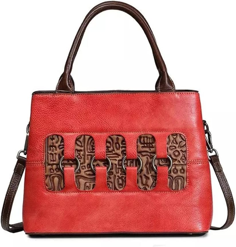 Casual Genuine Leather Handbag for Women Retro Handmade Large Capacity Shoulder Messenger Bag Vintage