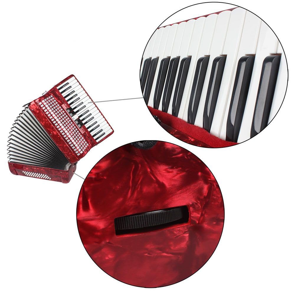 Fisarmonica in acero 34 tasti 48 bassi, corpo solido in xilofono, soffietto in pelle di agnello, nero rosso opzionale, vernice spray for pianoforte, adatta a principianti e professionisti, inclusa bor
