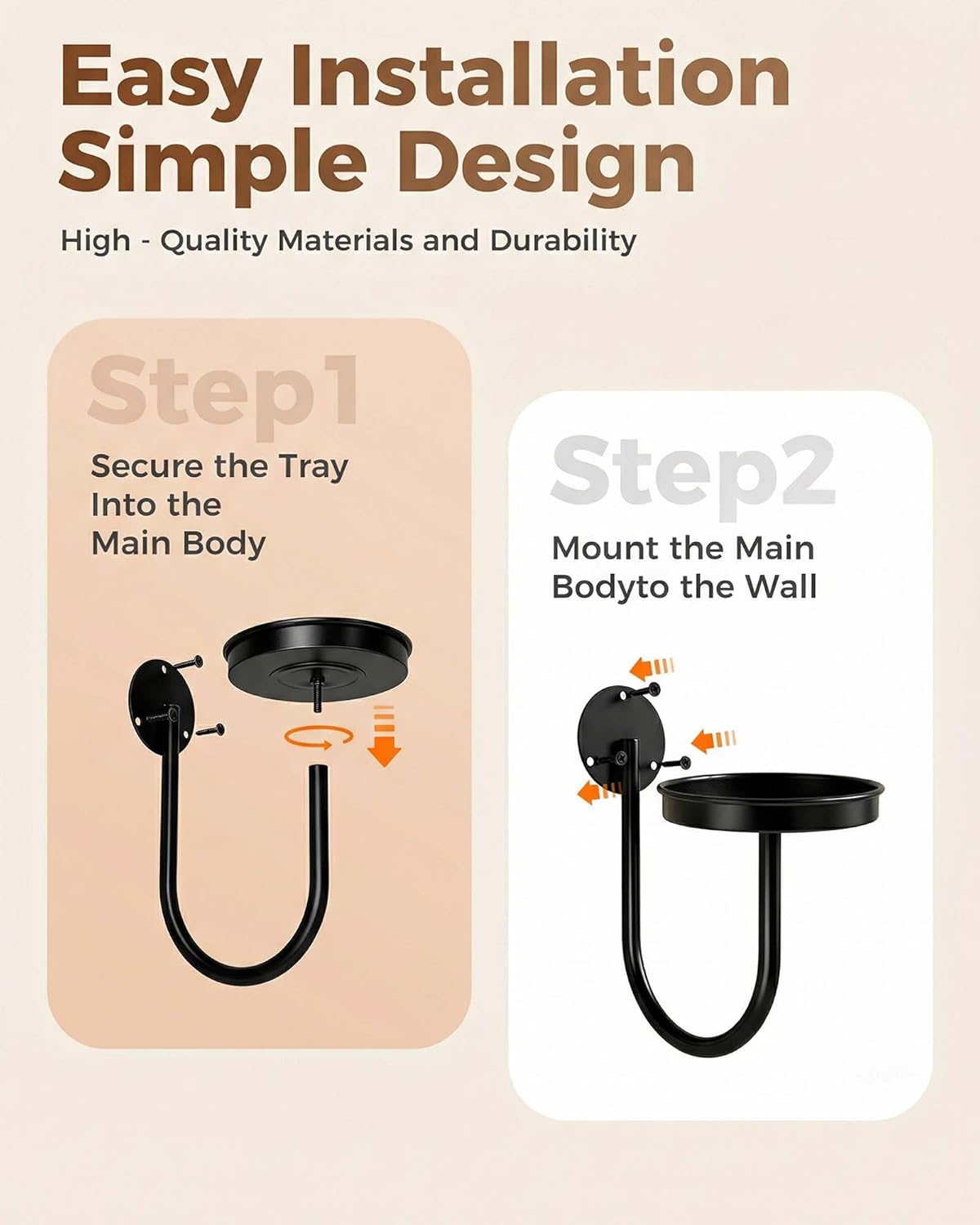 Leaf&lull Wall Plant Holder Plant Stand with Lights Wall Planters for Indoor Plants with Planter Plant Hanger Hanging Plant Holder Wall Hanging Decor 2 Pack Black