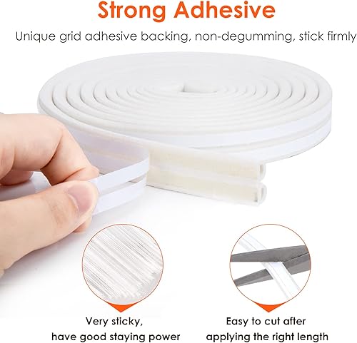 Miniatura 2 de YOUSHARES Burlete de 33 pies de largo para puerta, aislamiento resistente a la intemperie para puertas y ventanas, tira de sellado de goma para