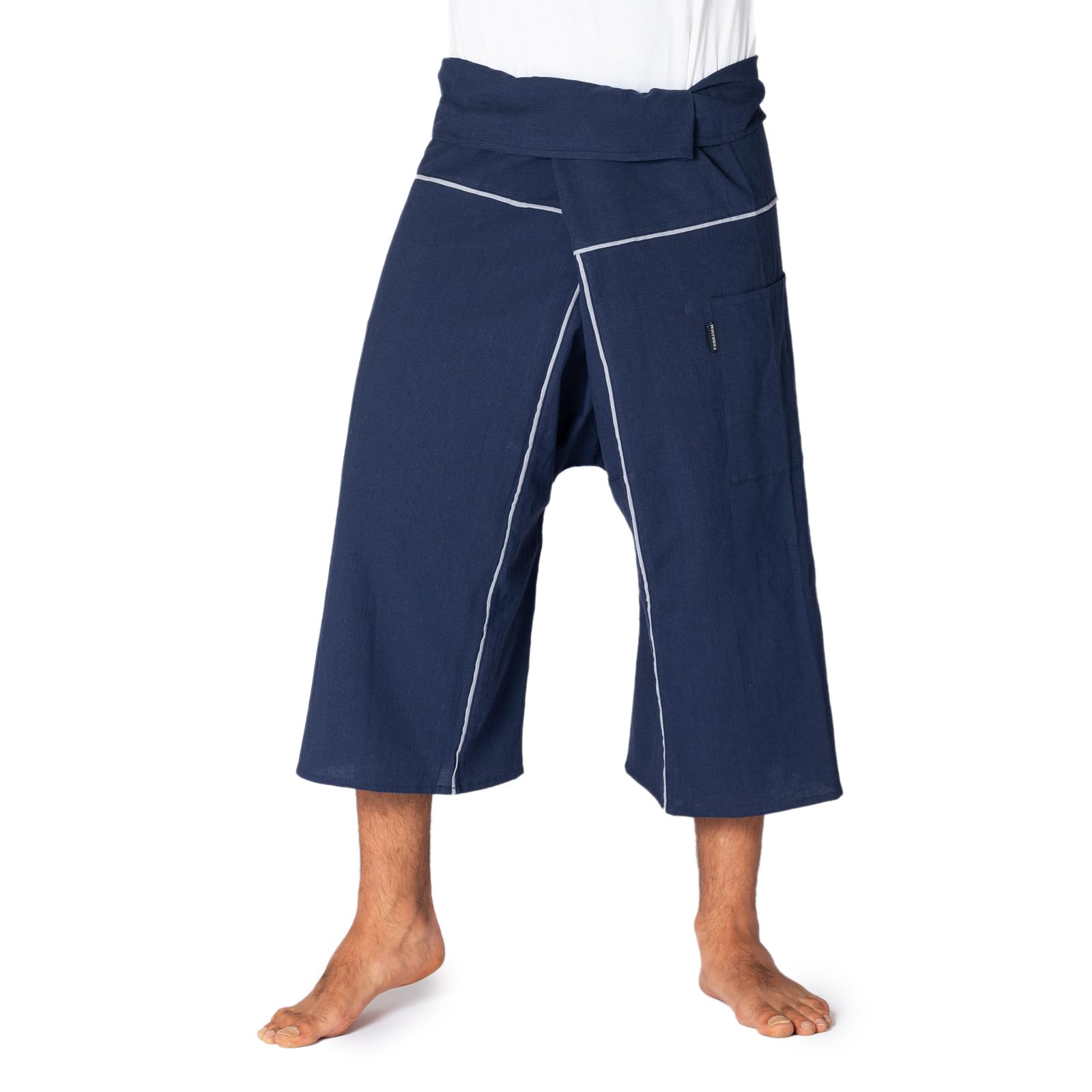 Panasiam Unisex Dark Blue Fisherman Pants Stripe-Design 3/4, Xl