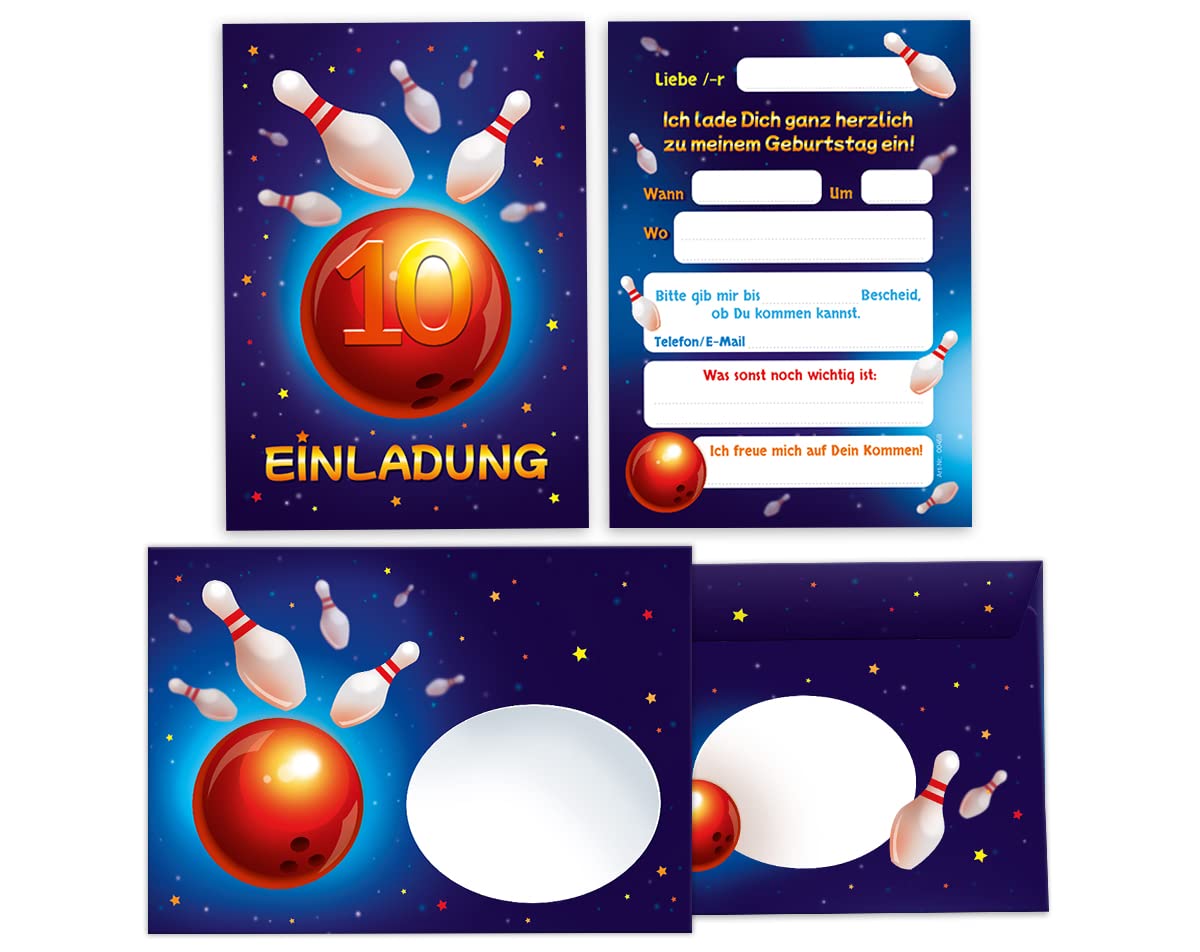 Olivia Samuel Lot De 20 Cartes D'invitation Pour Fête D'anniversaire Avec Enveloppes Motif Bowling