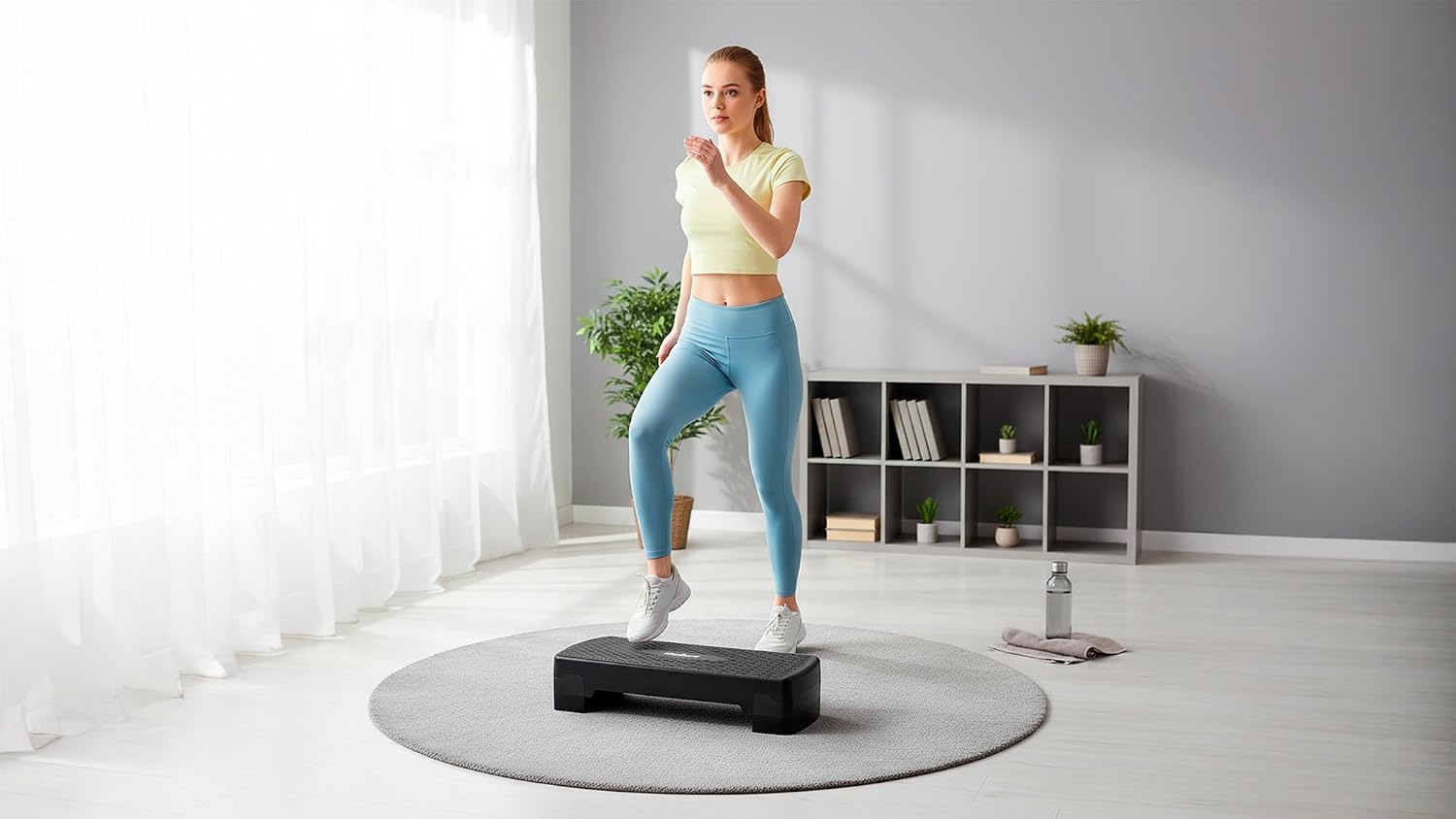 Rebel Electro Step для аэробики и фитнеса, 2 ступени, 68 см, степпер с платформой и ступеньками, черный