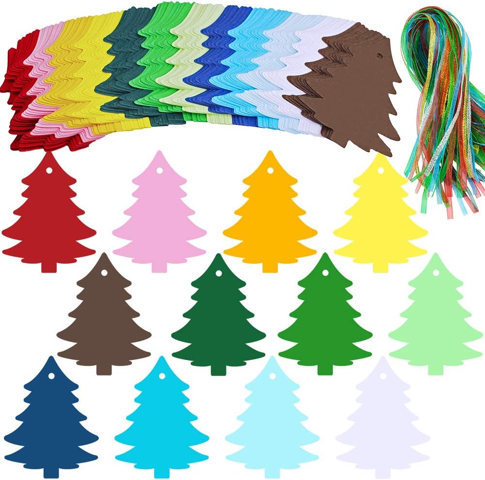 120 Pcs 12 Colors Christmas Tree Gift Tags Sign with
