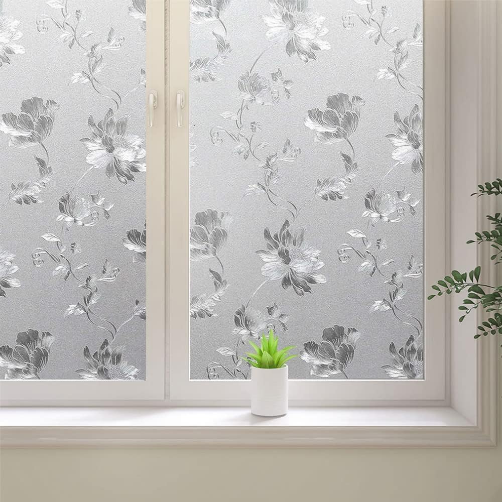SIA VENDORS Window Films for Privacy, Static Cling Frosted Window Film, UV Blocking Vinyl Window Cling, Non Adhesive Window Covering for Bathroom Kitchen Office, (24 x 120 Inch, Tulip) (B0D9BRWH72) Amazon Price History, Amazon Price Tracker