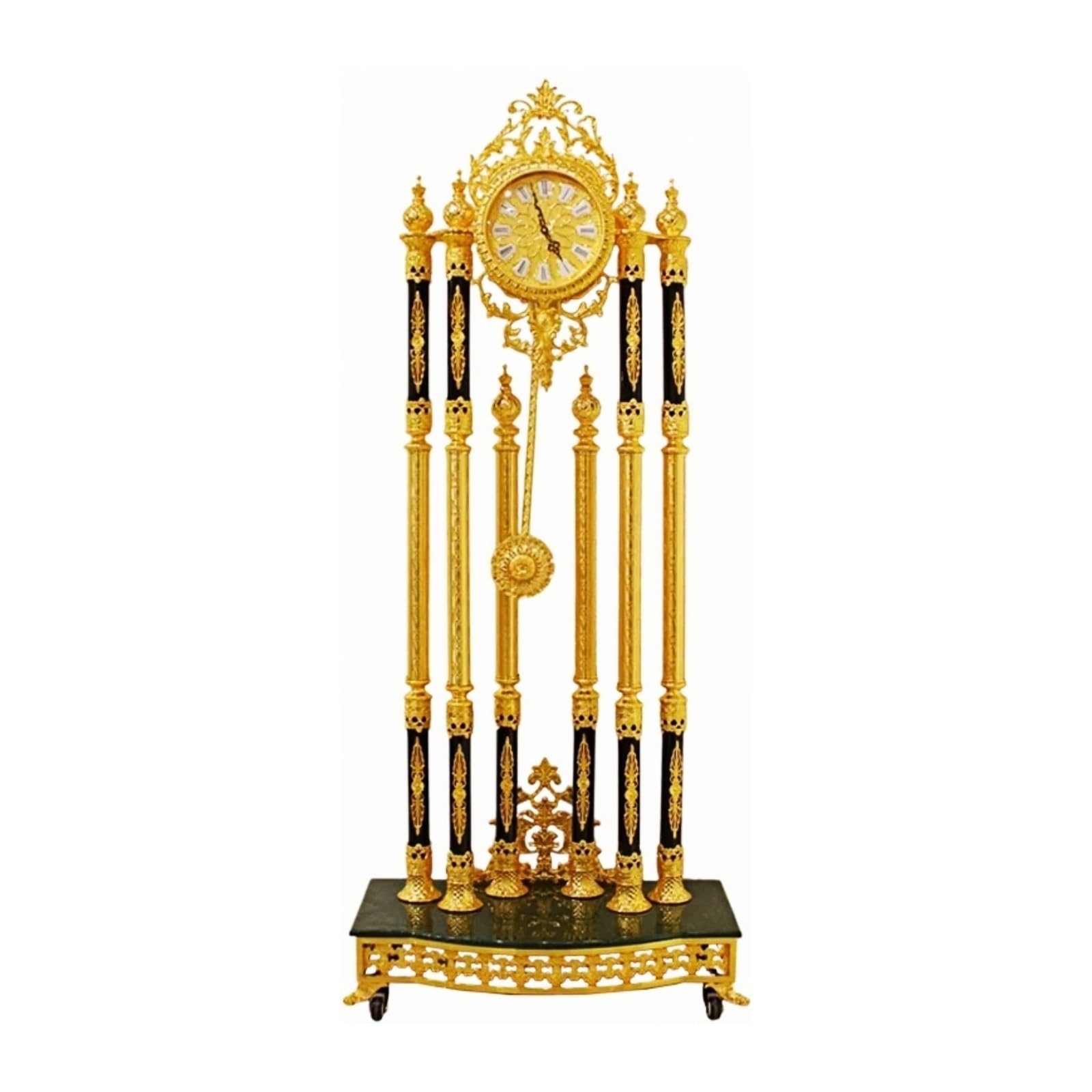 WANGHAI-666 Grandfather Clocks Metal Floor Clock Mechanical Pendulum European for Home Mansion Villa