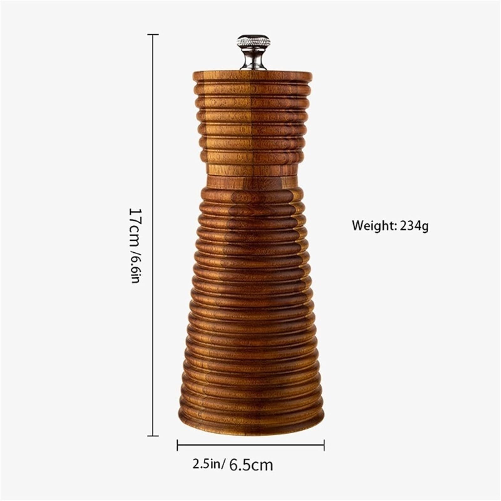 Mühle Für Salz Pfeffer 6-Zoll-Pfeffermühle Aus Akazienholz, Grobes Salz, Pfeffer, Pulver, Mahlen, Gewürzflasche Gewürzmühlen Küche(2pcs)